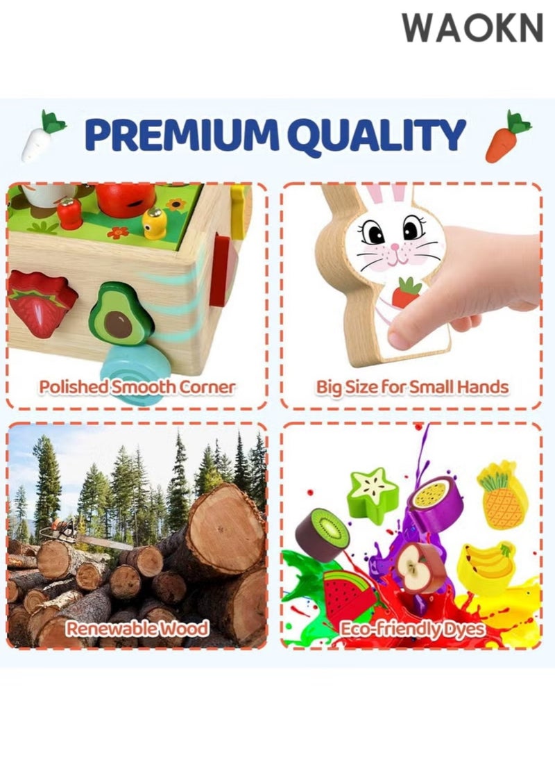دبليو أيه أو كي أن لعبة حديقة خشبية من مونتيسوري للأطفال من الأولاد والبنات من عمر 1 إلى 3 سنوات، سحب الجزر، فرز الفاكهة، لعبة هدية لتنمية المهارات الحركية الدقيقة، لعبة عربة بستان، لعبة مزرعة للأطفال من عمر 1 إلى 3 سنوات - Image 3