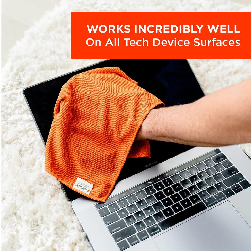 WHOOSH! Microfiber Cleaning Cloth, 3 Pack, Glasses and Screen Cleaning Cloth, Suitable for TV, Car Screen, Computer, Laptop, iPad, MacBook, Smart Phone, Monitor, Watches (14â€x14â€), Orange - Image 3