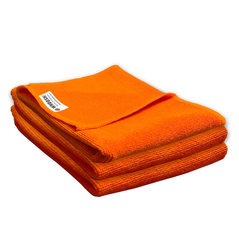 WHOOSH! Microfiber Cleaning Cloth, 3 Pack, Glasses and Screen Cleaning Cloth, Suitable for TV, Car Screen, Computer, Laptop, iPad, MacBook, Smart Phone, Monitor, Watches (14â€x14â€), Orange - Image 2