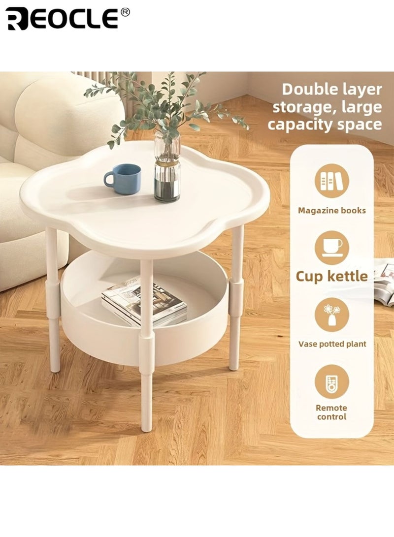 REOCLE Double Layers Plastic Table Home Organization Sturdy Construction Tiered Rack Utility Racks Storage Durable Organizer for Living Room Bedroom Office - Image 2