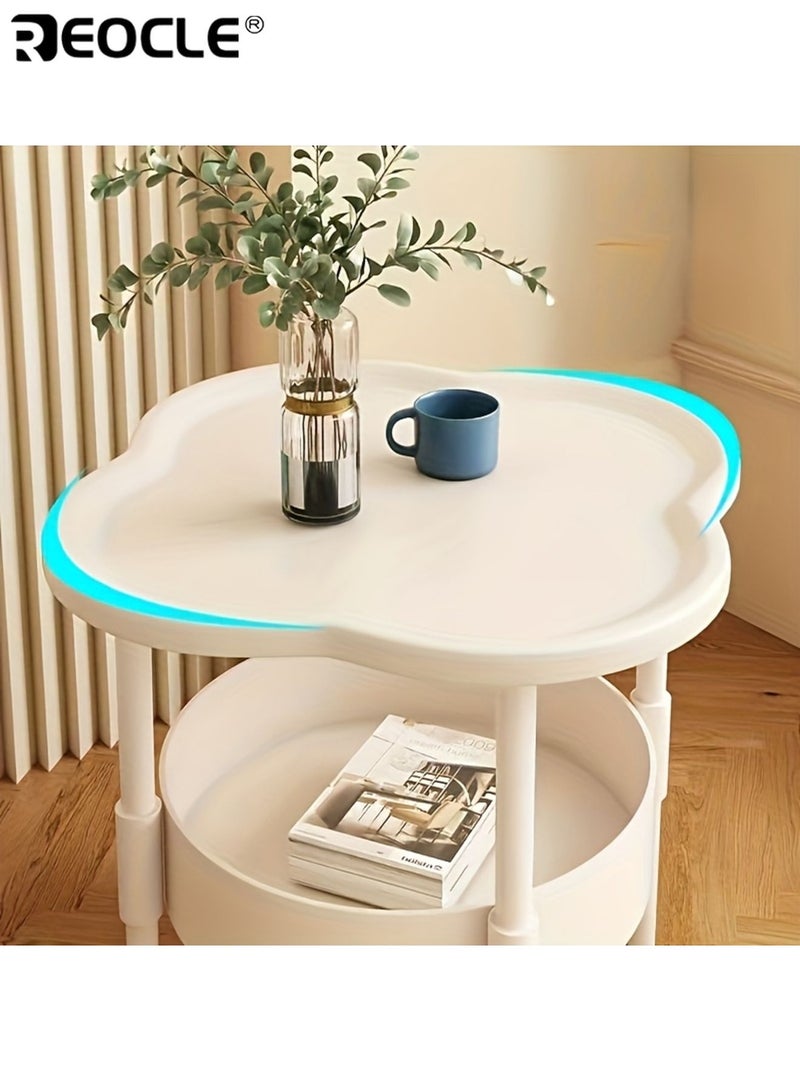 REOCLE Double Layers Plastic Table Home Organization Sturdy Construction Tiered Rack Utility Racks Storage Durable Organizer for Living Room Bedroom Office - Image 4