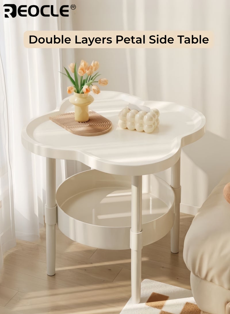 REOCLE Double Layers Plastic Table Home Organization Sturdy Construction Tiered Rack Utility Racks Storage Durable Organizer for Living Room Bedroom Office - Image 1