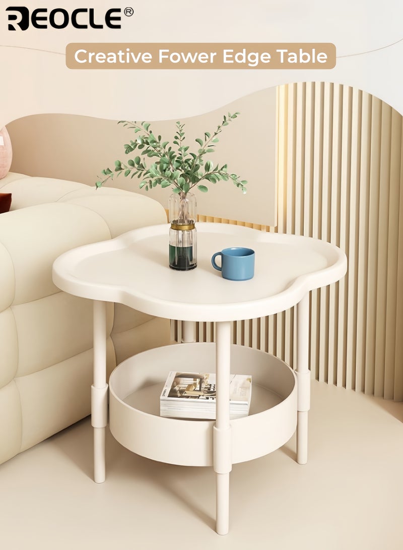 REOCLE Double Layers Plastic Table Home Organization Sturdy Construction Tiered Rack Utility Racks Storage Durable Organizer for Living Room Bedroom Office - Image 2