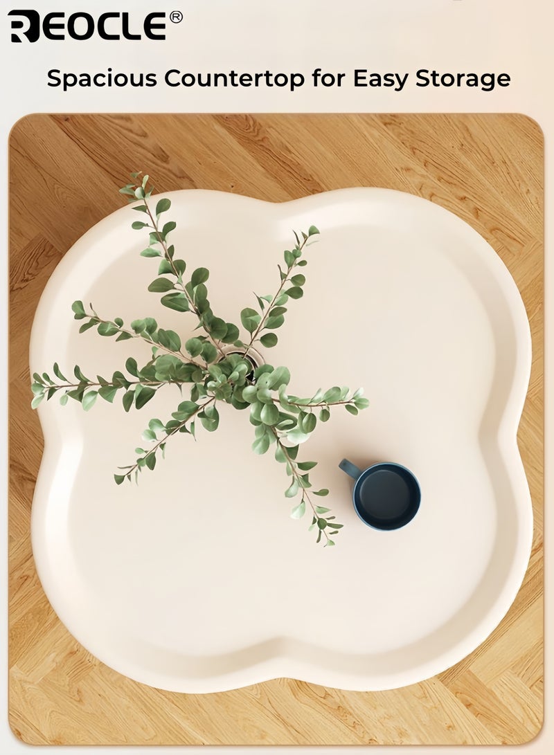 REOCLE Double Layers Plastic Table Home Organization Sturdy Construction Tiered Rack Utility Racks Storage Durable Organizer for Living Room Bedroom Office - Image 3