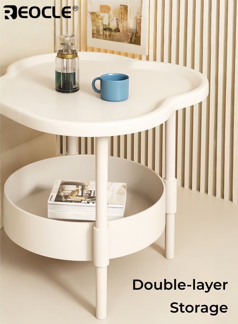 REOCLE Double Layers Plastic Table Home Organization Sturdy Construction Tiered Rack Utility Racks Storage Durable Organizer for Living Room Bedroom Office - Image 4