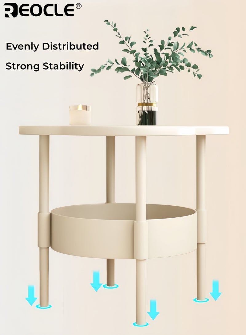 REOCLE Double Layers Plastic Table Home Organization Sturdy Construction Tiered Rack Utility Racks Storage Durable Organizer for Living Room Bedroom Office - Image 5