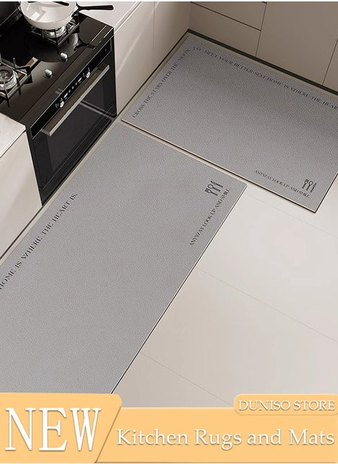 Kitchen Rugs and Mats Set Premium Leather, MatAnti-Fatigue, Non-Skid Kitchen Floor Mats, Washable, Quick Drying Mat for Kitchen 40*60cm/40*120cm