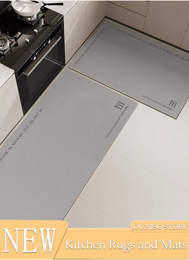 DUNISO Kitchen Rugs and Mats Set Premium Leather, MatAnti-Fatigue, Non-Skid Kitchen Floor Mats, Washable, Quick Drying Mat for Kitchen 40*60cm/40*120cm  - Image 1