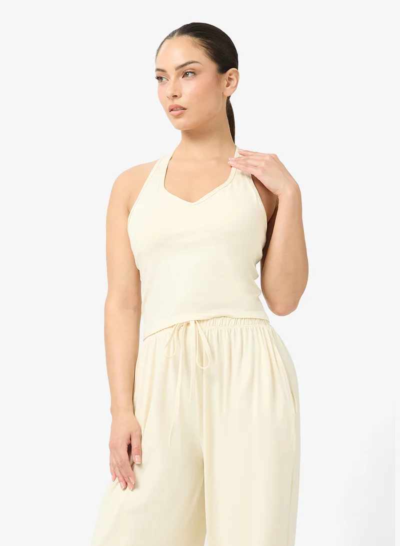 FRWD  Soft Touch Seamless Halter Neck Top & Wide Leg Pant Set for Women | Best Price UAE