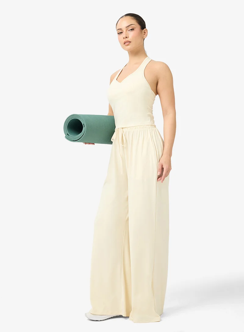 FRWD  Soft Touch Seamless Halter Neck Top & Wide Leg Pant Set for Women | Best Price UAE