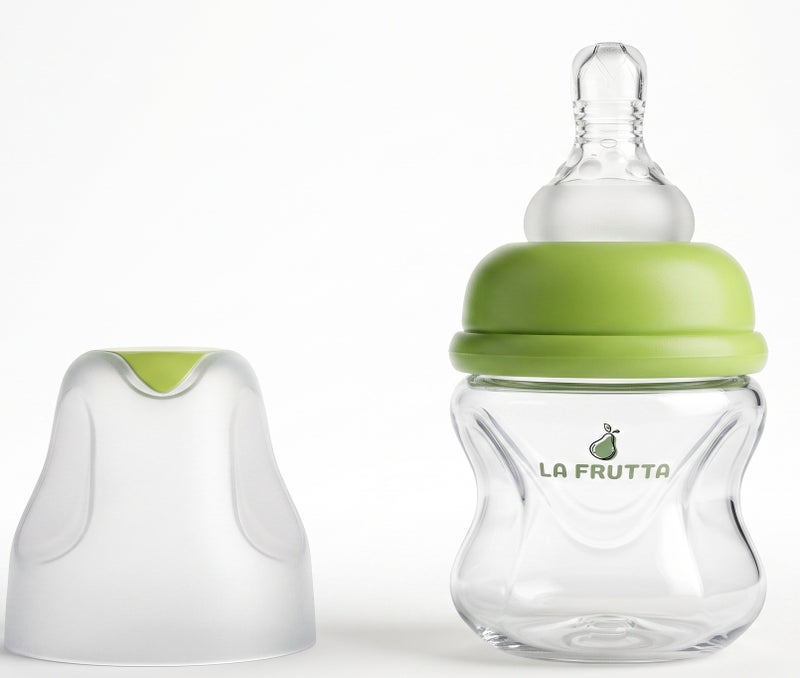 La Frutta La Fruta Comfort Plastic Bottle, Anti-Colic Air System for 0+ Months, 60ml Capacity, with Soft Silicone Teat, BPA-Free - Green - Image 1