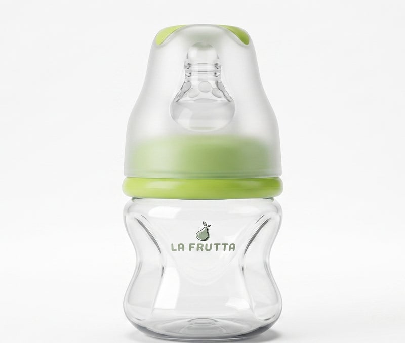 La Frutta La Fruta Comfort Plastic Bottle, Anti-Colic Air System for 0+ Months, 60ml Capacity, with Soft Silicone Teat, BPA-Free - Green - Image 2