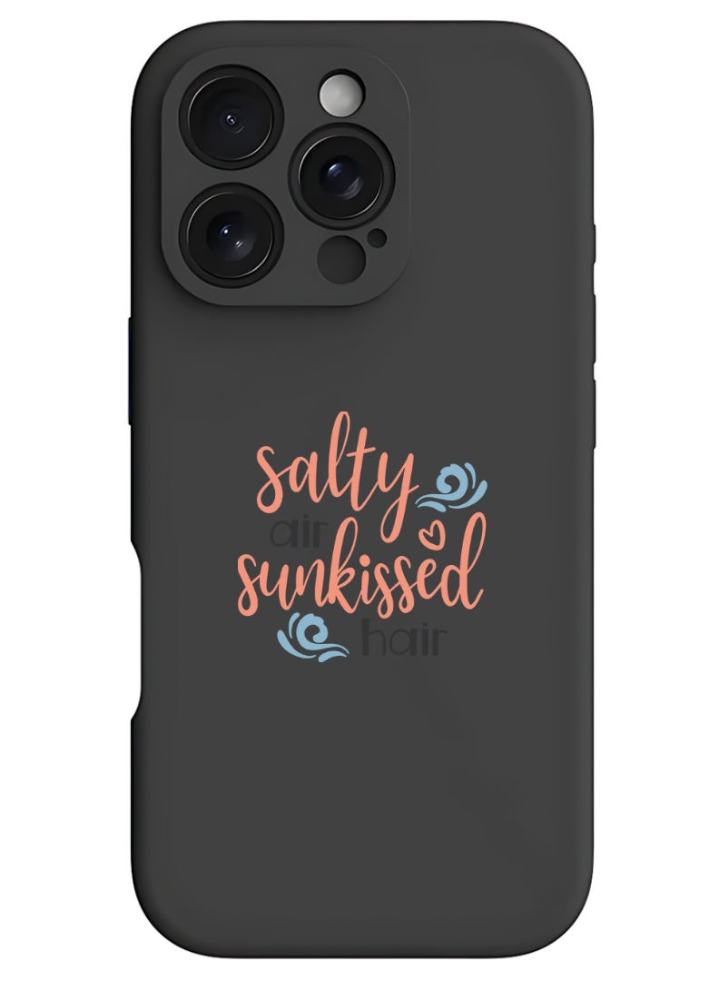Theodor iPhone 16 Pro Black Protective Slim Fit Case Liquid Silicone Cover with Full Body Protection Anti-Scratch Shockproof Case For iPhone - Salty air sunkissed air - Image 1