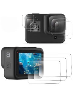 Y&D SYOSI 9 Pcs Screen Protector for GoPro Hero 8 Black, 3 Ultra Clear Tempered Glass Protector, Lens Front LCD Display Film Action Camera  - Image 1