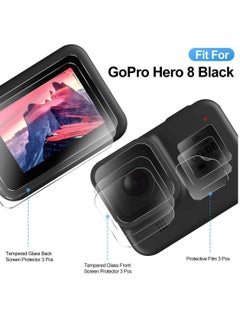 Y&D SYOSI 9 Pcs Screen Protector for GoPro Hero 8 Black, 3 Ultra Clear Tempered Glass Protector, Lens Front LCD Display Film Action Camera  - Image 5