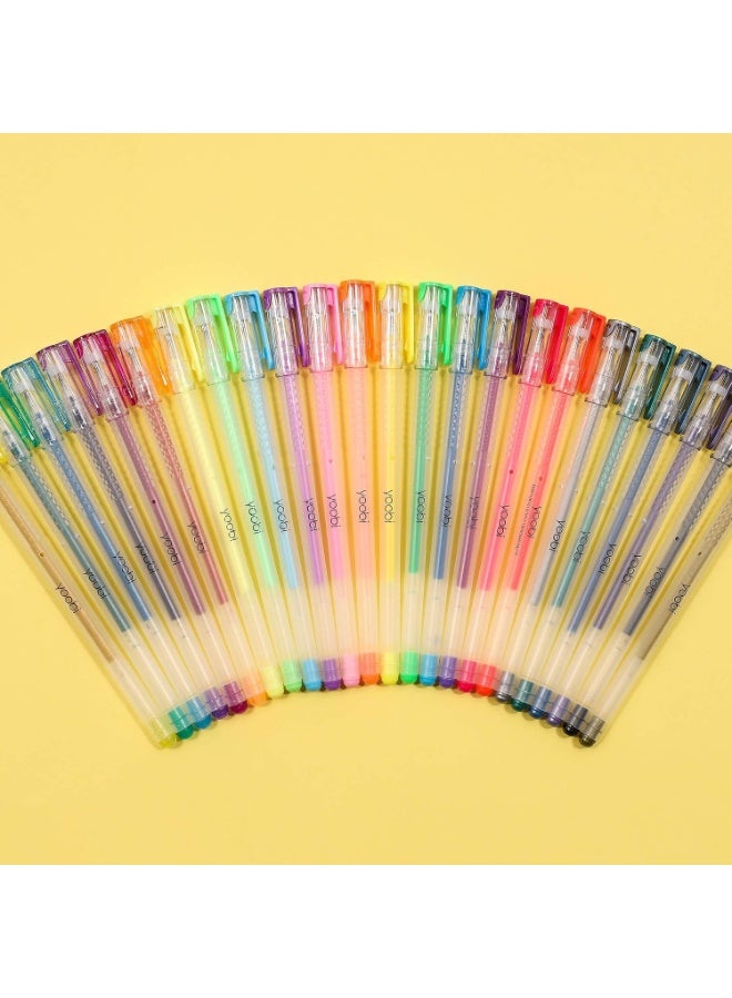 Yoobi Gel Pens 24-Pack | Pastel, Metallic, Neon, and Glitter Shades | Fun Styles with Carrying Case | 1.0mm Medium Tip, Multicolor (11ACKRADABCA) - Image 4