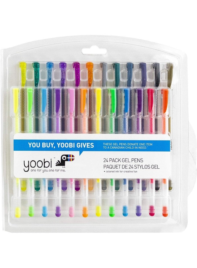 Yoobi Gel Pens 24-Pack | Pastel, Metallic, Neon, and Glitter Shades | Fun Styles with Carrying Case | 1.0mm Medium Tip, Multicolor (11ACKRADABCA) - Image 1