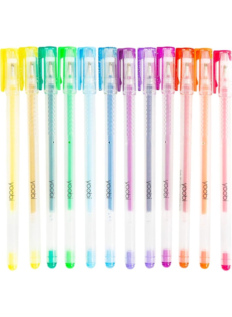 Yoobi Gel Pens 24-Pack | Pastel, Metallic, Neon, and Glitter Shades | Fun Styles with Carrying Case | 1.0mm Medium Tip, Multicolor (11ACKRADABCA) - Image 2