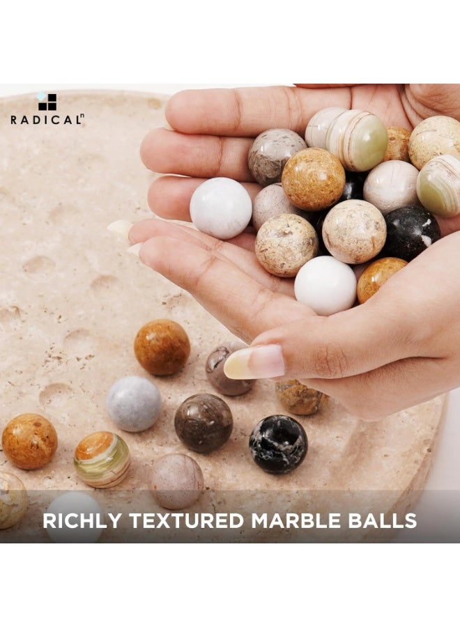 RADICALn Handmade Travertine Marble Solitaire Board Game 10 Inch Peg Solitaire Puzzle Game with Marbles for Adults Luxury Brain Teaser Tabletop Gift - Image 4