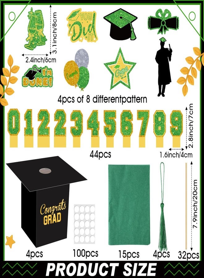 Weekgrat مجموعة زينة طاولة التخرج Weekgrat، 4 مجموعات، 95 قطعة، 2026، تتضمن قطع مركزية للتهنئة بالخريجين، صندوق على شكل قبعة تخرج، أعواد تهنئة، زينة طاولة، أرقام تهنئة مقطوعة (أخضر). - Image 2