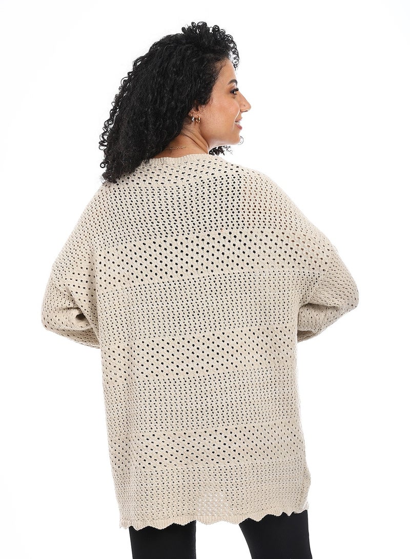 سيزار بلوفر صوف حريمي ب رقبة دائرية - Image 4