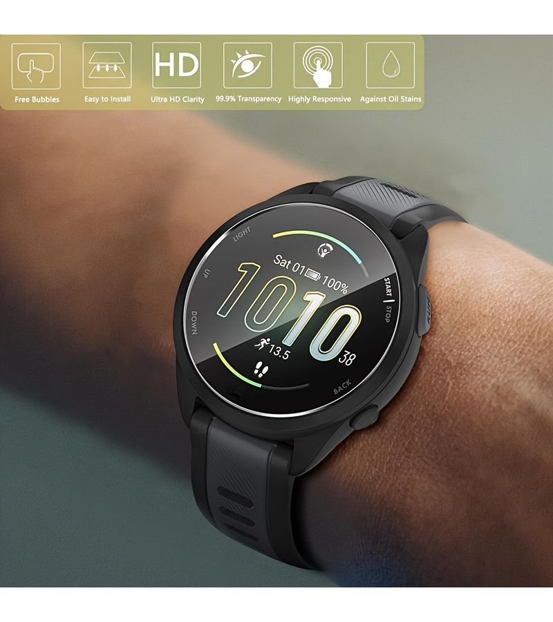 واقي شاشة زجاجي مقسّى بلمعة 9H لساعة Garmin Forerunner 165 Music غير مقاوم للماء - Image 4
