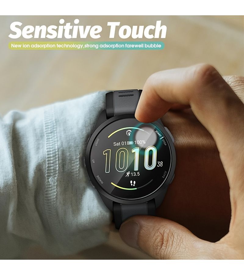 واقي شاشة زجاجي مقسّى بلمعة 9H لساعة Garmin Forerunner 165 Music غير مقاوم للماء - Image 5