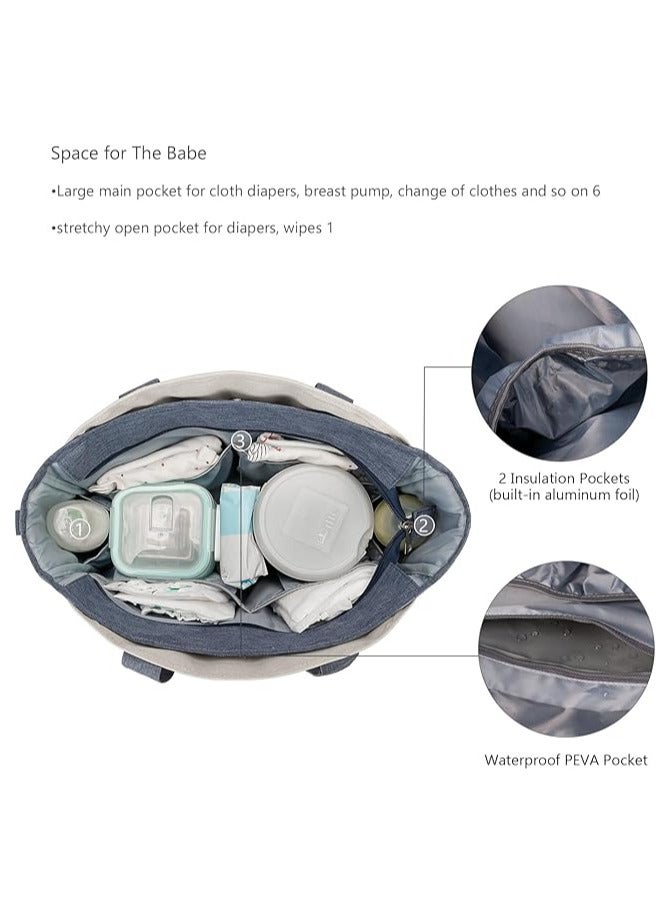 انسجام حقيبة حفاضات مع حافظة لهاية حقيبة ظهر للحفاضات للأم - حقيبة مستشفى ذات سعة كبيرة للولادة حقيبة سفر للأطفال مع جيب معزول للزجاجة وحافظة مناديل مبللة حقيبة يد مقاومة للماء تتضمن حامل لهاية - Image 2