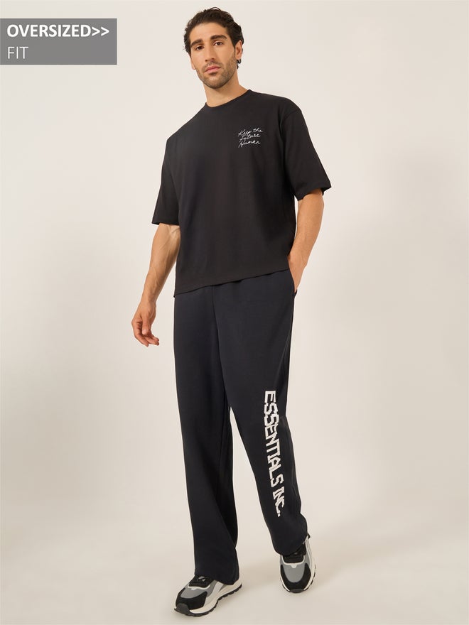 Styli Styli Pixelated Print Fleece Oversized Open Hem Joggers  - Image 1