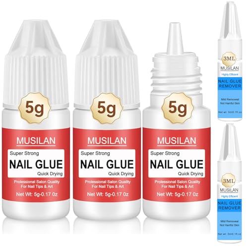 MUSILAN Nail GlueSuper Strong Nail Glue for Press on NailsNail Glue Remover Glue for False Nail Tips Long Lasting Acrylic Nail Adhesive Professional Nail Tip Glue Press On Nail Tips - Image 1