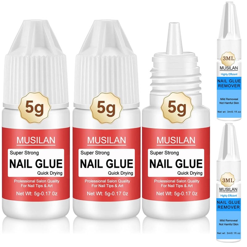 MUSILAN Nail GlueSuper Strong Nail Glue for Press on NailsNail Glue Remover Glue for False Nail Tips Long Lasting Acrylic Nail Adhesive Professional Nail Tip Glue Press On Nail Tips - Image 2