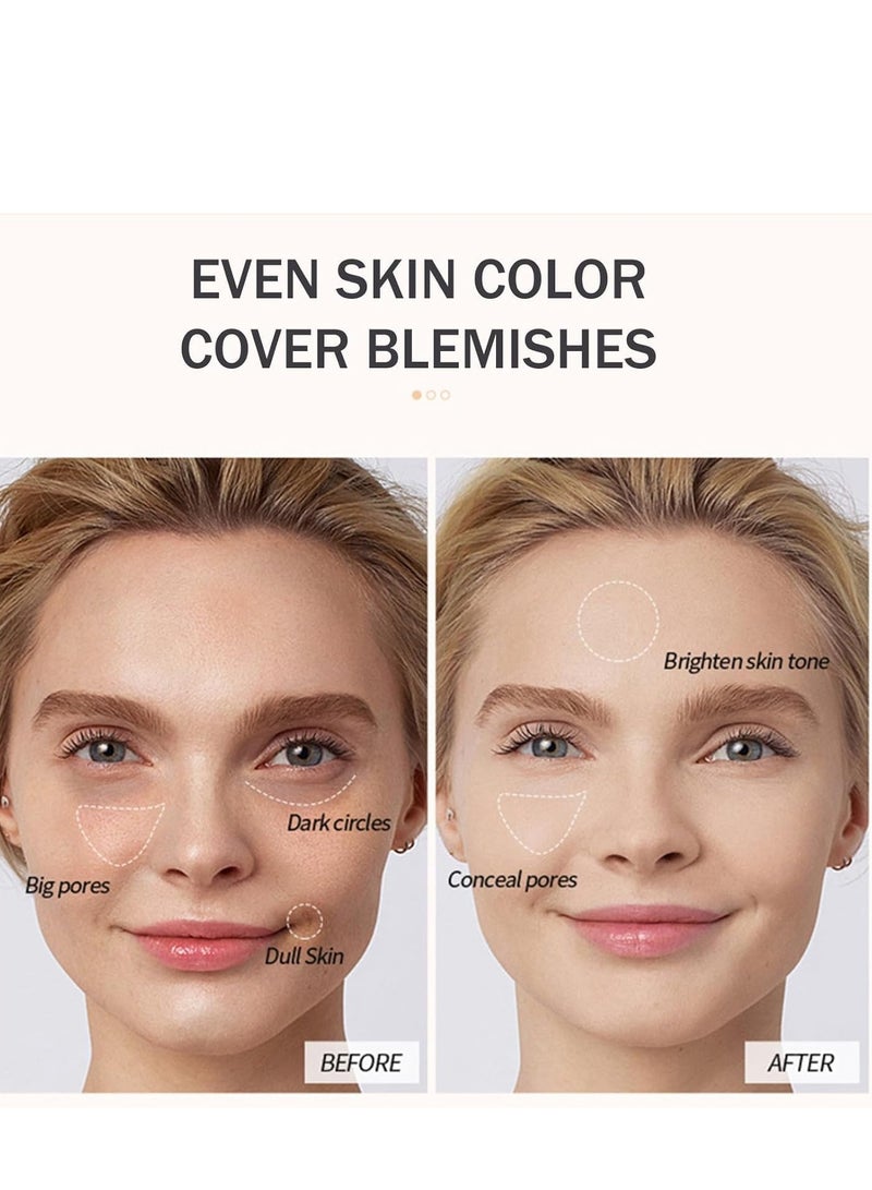 OCHEAL Hydrating BB Cream, Light BB Cream Foundation Cover Blemishes Tinted Moisturiser, Oil Control Cushion Foundation Color Correcting Cream for All Skin Types, Hydrating, Even Skin Tone 30g (Natural) - Image 2