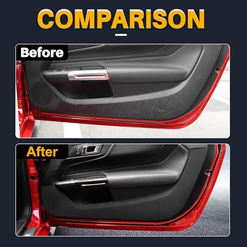 KUNGKIC for Ford Mustang 2024 2025 Car Door Anti Kick Pad Protective Stickers Interior Decals Accessories Self-Adhesive Side Edge Protection Mats Cover (PU, Imitation Leather) - Image 2
