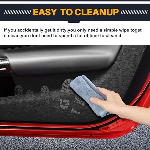 KUNGKIC for Ford Mustang 2024 2025 Car Door Anti Kick Pad Protective Stickers Interior Decals Accessories Self-Adhesive Side Edge Protection Mats Cover (PU, Imitation Leather) - Image 4