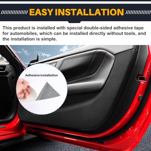 KUNGKIC for Ford Mustang 2024 2025 Car Door Anti Kick Pad Protective Stickers Interior Decals Accessories Self-Adhesive Side Edge Protection Mats Cover (PU, Imitation Leather) - Image 5