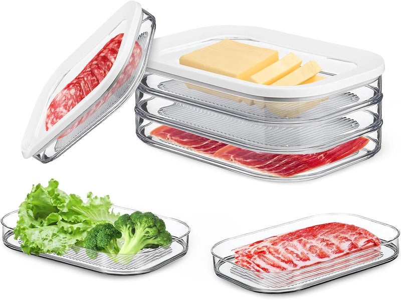 ANTOLE Meat Container for Fridge  Stackable BPA Free Bacon  Lunch Meat Storage Boxes Airtight