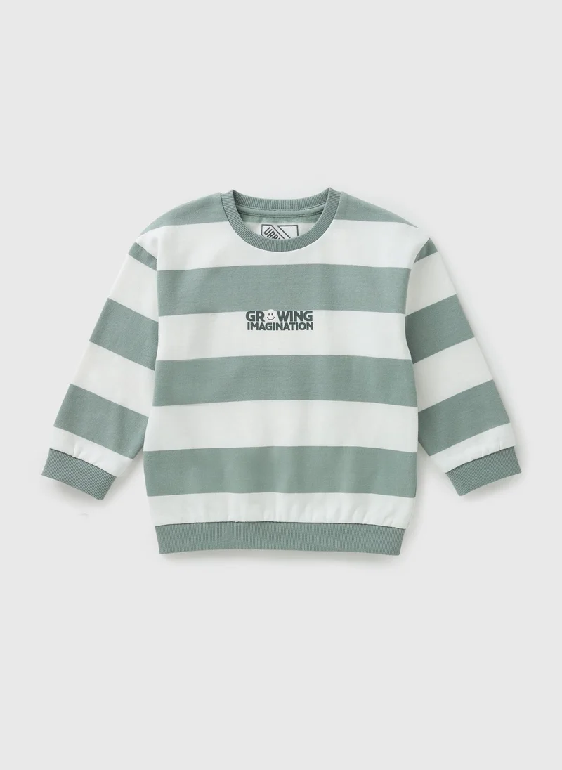 Matalan Boys Sage Stripe Growing Imagination Sweatshirt