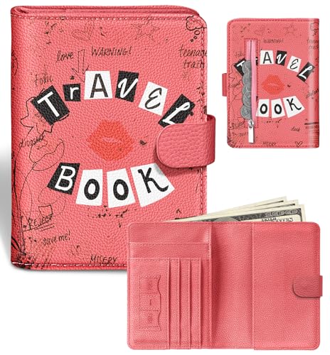 Slohif Passport Wallet Holder Cover for Travel - Women Men RFID Blocking Passport Book Case Protector, Pink Cute Lip Leather Personalized Organizer Slim Carrier Boarding Pass Cards Slots - Image 1