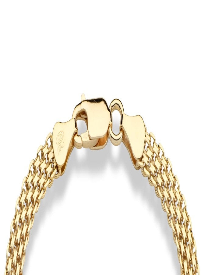 Miabella 18K Gold Plated 925 Sterling Silver Italian 6mm Solid Bismark Mesh Link Chain Bracelet for Women, 925 Made in Italy (Length 7 Inches) - Image 2