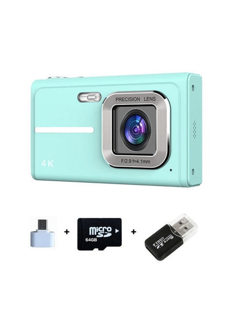 CCD Camera Student Party Cheap Old Card Camera Can Pass Mobile Phone AF Focus High Color Value Gift-Body Color:X1 Blue + 64G Memory Card + USB Card Reader + TYPE-C Adapter