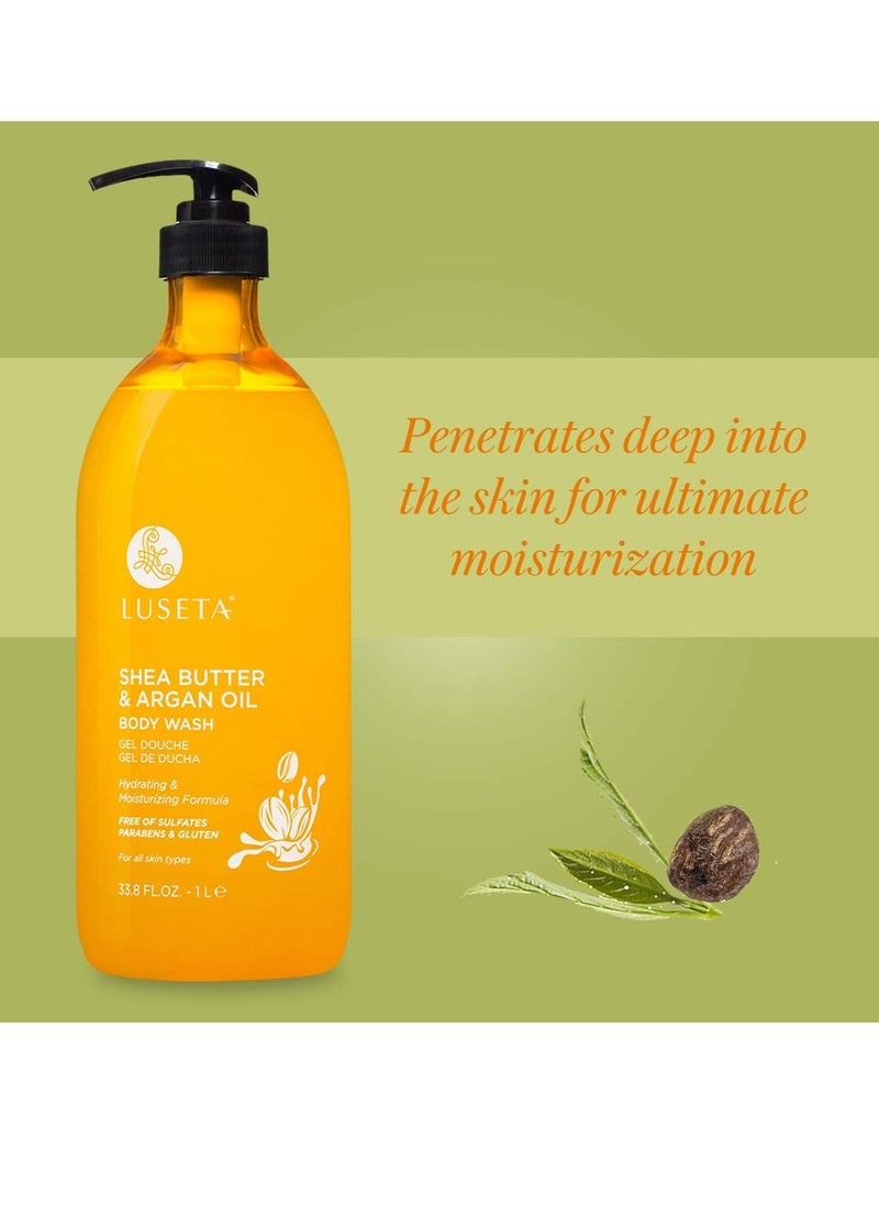 Luseta Luseta Shea Butter & Argan Oil Body Wash, Moisturizing Body Wash Formulated for Dry Skin Normal Skin Combination Skin 33.8oz  - Image 2