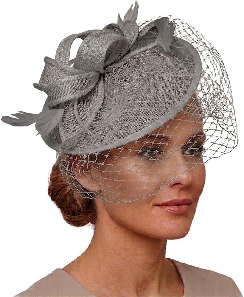 Caprilite Saucer Sinamay Headband Fascinator Wedding Ascot Hat Hatinator Birdcage Veil - Image 1