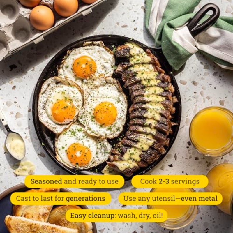 مقلاة L9Og3 Griddle مستديرة مُجهزة مسبقًا مثالية للفطائر والبيتزا والكويساديلا، باللون الأسود، عرض 27.0 × ارتفاع 3.8 × طول 40.3 سم، حديد الزهر، 10.5 بوصة، عبوة من 1 أواني طبخ للتخييم - Image 2