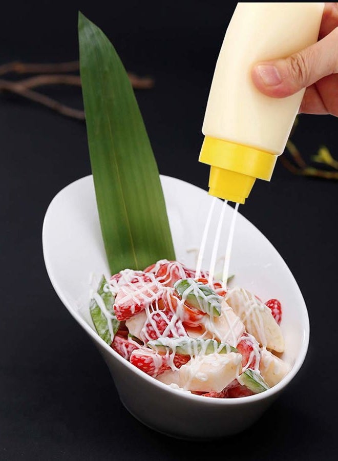 kakamono 2-pack Porous Squeeze Bottles,Leak Proof Refillable Condiment Container for Kitchen Use,Salad Dressings,top dispensers for ketchup mustard mayo hot sauces olive oil(10 oz) - Image 3