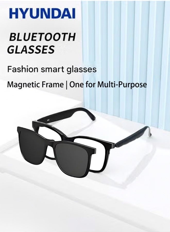 HYUNDAI Smart and Fashion Glasses with Two Lens, Magnetic Lens, One for Multipurposes Bluetooth Speaker with AI - Casual, Office, Outdoor Sports UV Protection, UV400 Polarized Sunglasses, Real-Time Translation in 144 Languages, Music, Phone Calls & AI Chat - Image 1
