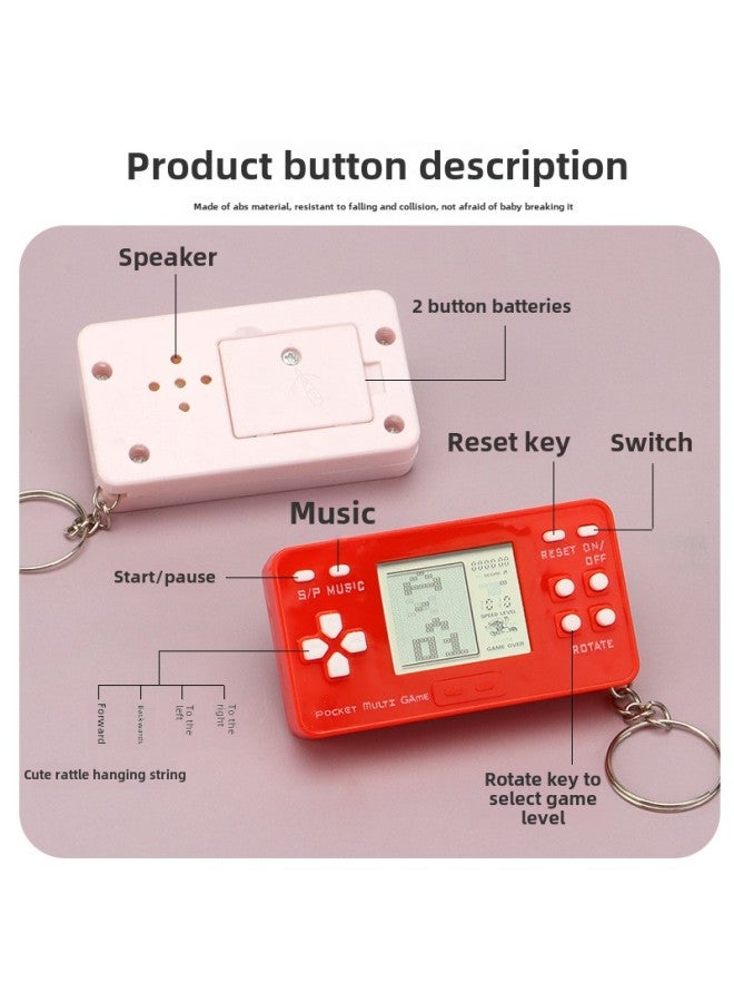 Handheld Electronic Game Machine Toy Classic Nostalgic Tetris Game Keychain Ornaments Wholesale-Color:Small Horizontal Game Machine [macaron Powder]]  - Image 5