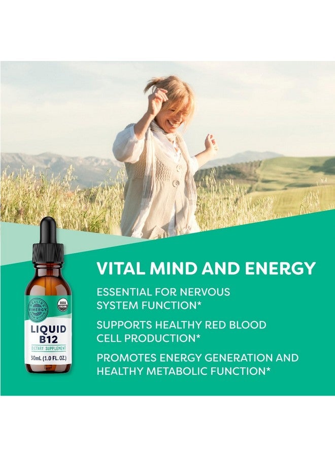 Vimergy Liquid B12 - Fast-Absorbing Brain Support - Energy Support Supplement - USDA Certified Organic, Vegan, Non-GMO - 30 Servings (30 mL) - Image 2
