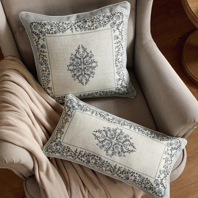 ISAENNE Design Linen Rectangle Throw Pillow Covers 12"x20" Pack of 2, Cottage Farmhouse Cushion Covers with Thorn Vine Pattern Decoration Pillowcases for Bed, Living Room, Outdoor, Car - Image 3