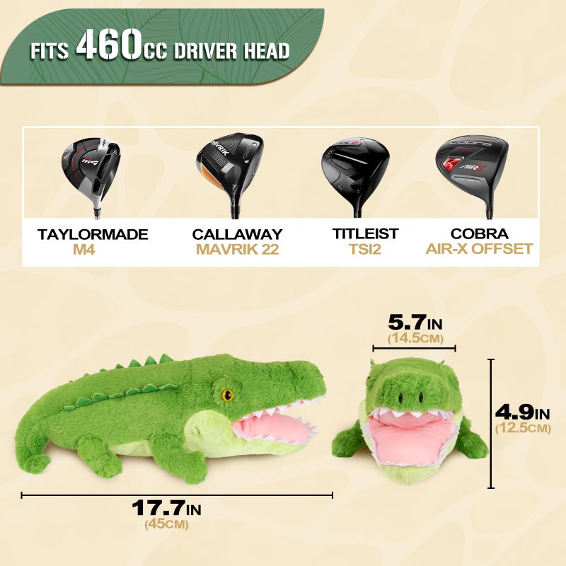 2thpart Animals Driver Headcover Alligator Plush Golf Club Head Cover Gift for Men Women - Image 3