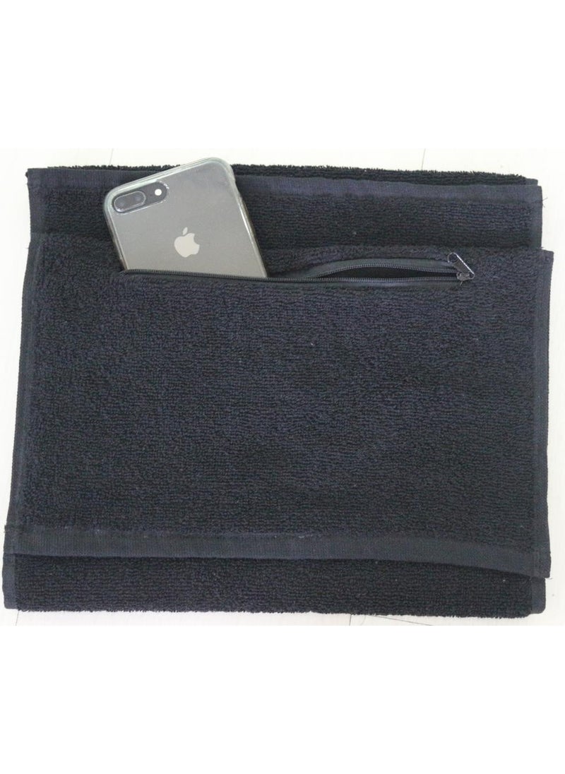 Ender Home - 30X100 Mesh Pocket Zippered Sports Towel Fitness Gym Tennis Towel - Image 1